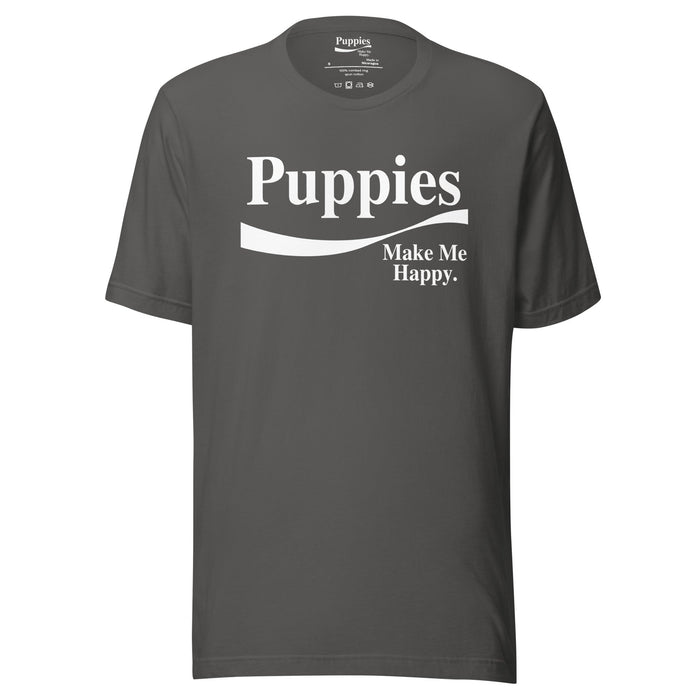 Enjoy Puppies Make Me Happy Unisex Tee in asphalt