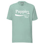 Enjoy Puppies Make Me Happy Unisex Tee in heather prism dusty blue