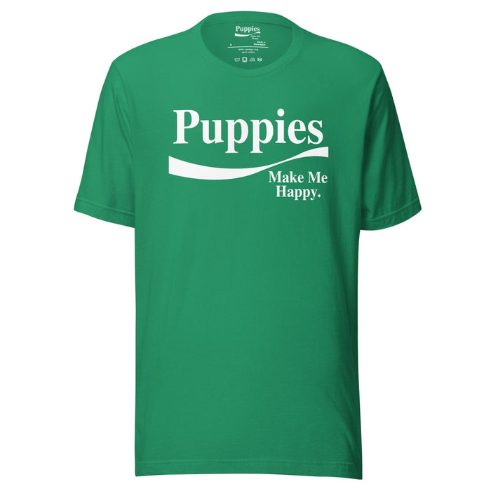 Enjoy Puppies Make Me Happy Unisex Tee in kelly green