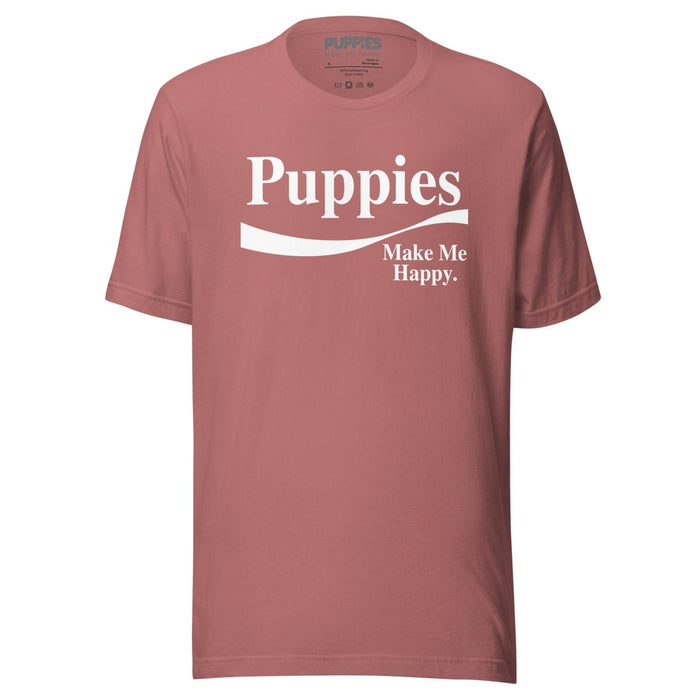 Enjoy Puppies Make Me Happy Unisex Tee in mauve