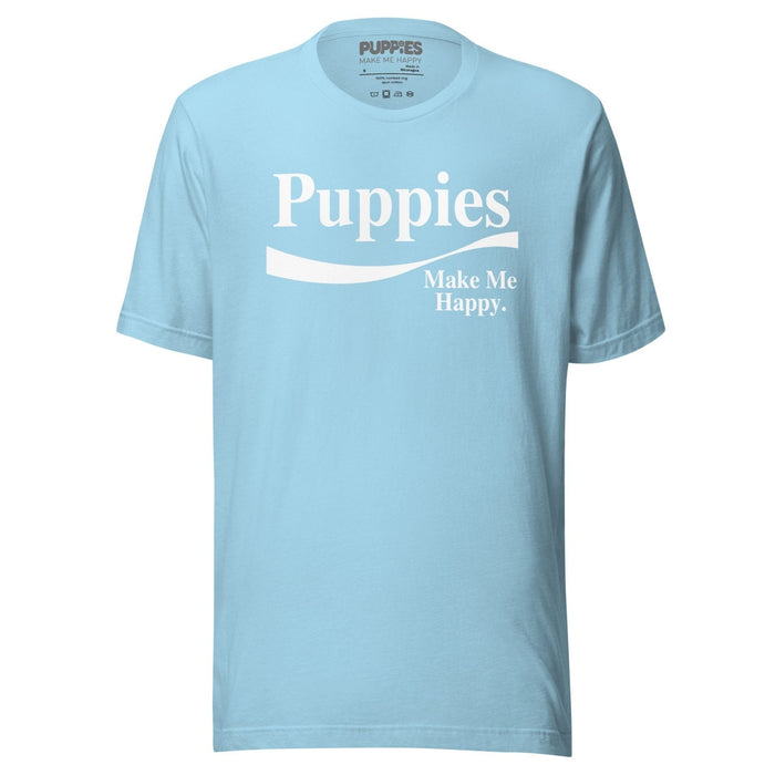 Enjoy Puppies Make Me Happy Unisex Tee in ocean blue