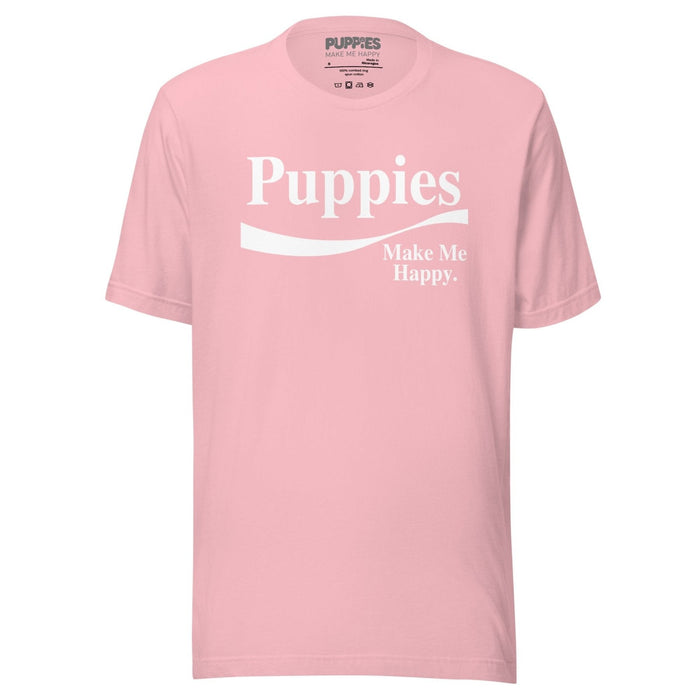 Enjoy Puppies Make Me Happy Unisex Tee in pink