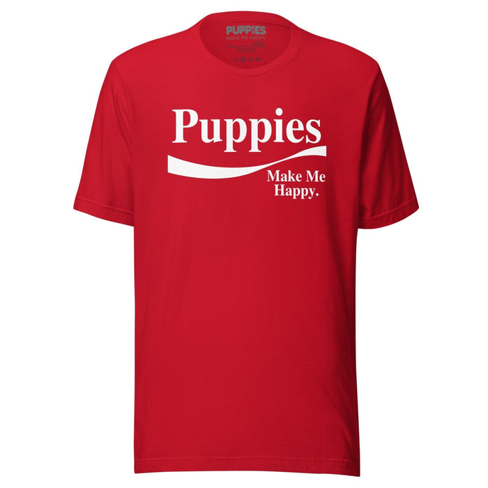 Enjoy Puppies Make Me Happy Unisex Tee in red