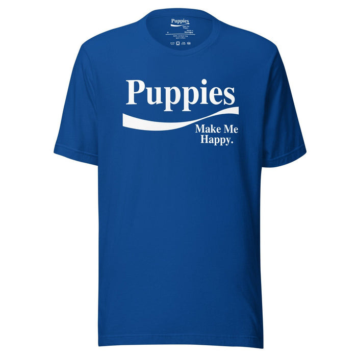 Enjoy Puppies Make Me Happy Unisex Tee in true royal