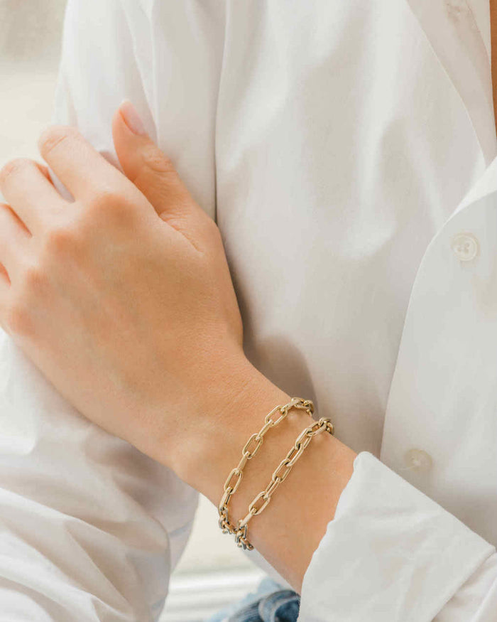 Pulsera de cadena de eslabón abierto extra grande en oro de 14K, foto 8