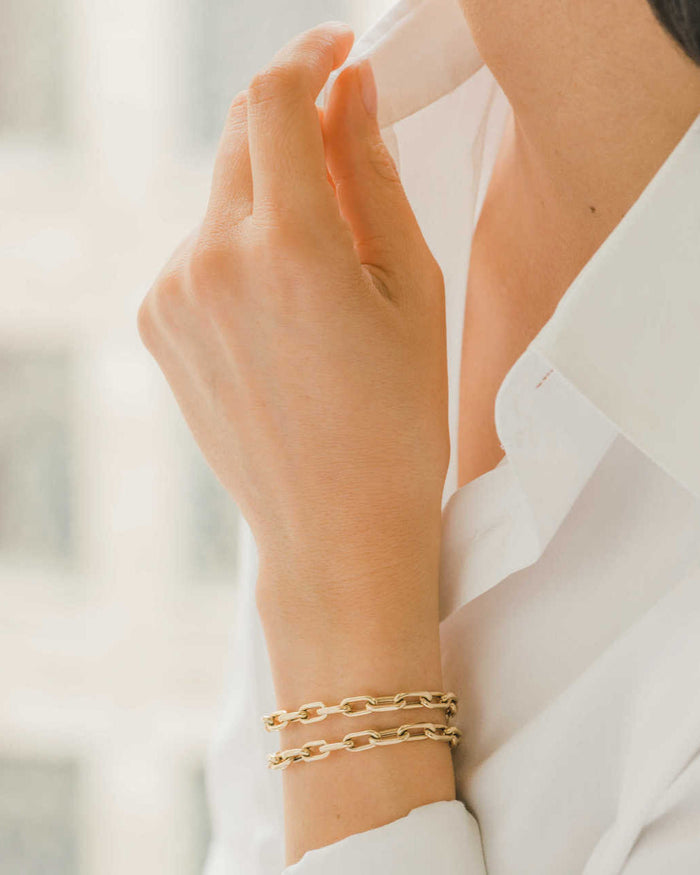 Pulsera de cadena de eslabón abierto extra grande en oro de 14K, foto 9