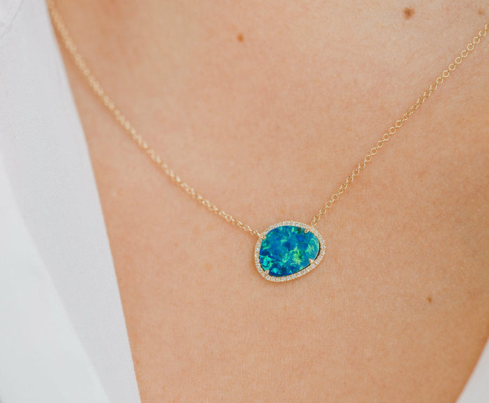 Collar de ópalo y diamantes en oro de 14K, foto 4