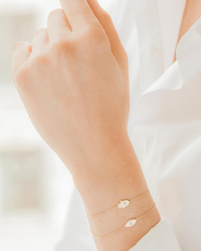 14K Gold Diamond Evil Eye Bracelet, photo 3