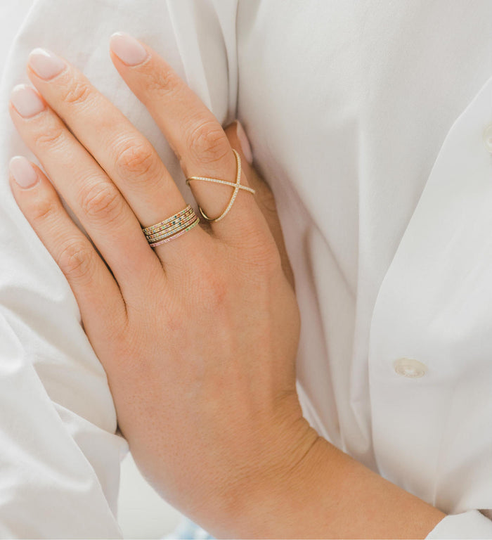 Anillo X de diamantes en oro de 14K, foto 4