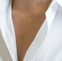 14K Gold Bezel Diamond Lariat Necklace, photo 3