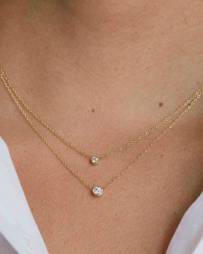 Collar de diamante grande en bisel en oro de 14K, foto 8